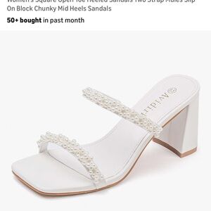 Women's White Pearl Embellished Heels